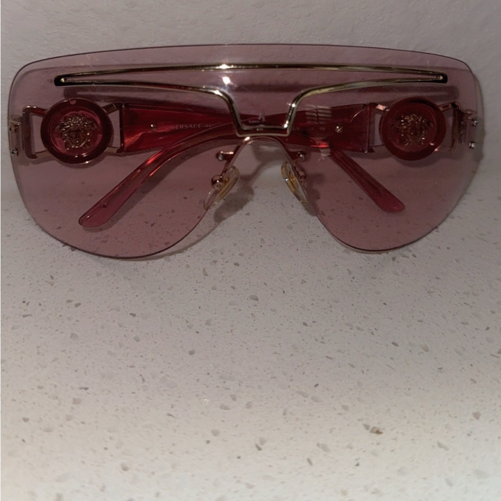 AUTHENTIC* Versace Rose-Tinted Sunglasses with Gold Accents